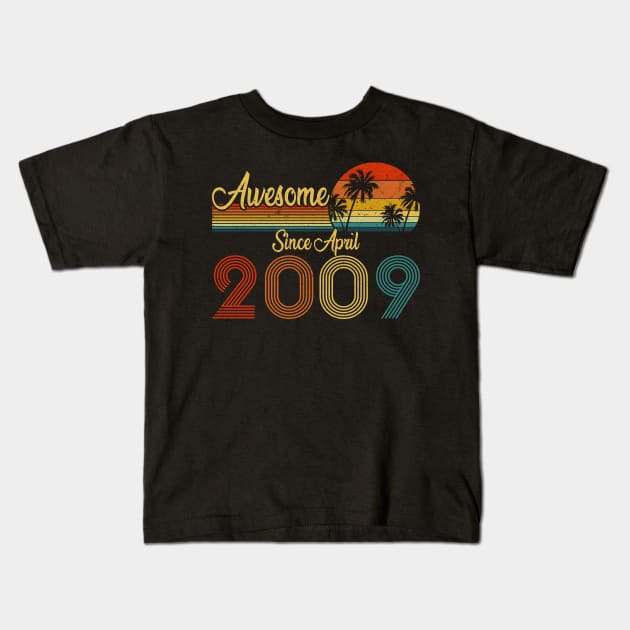 14 Years Old Awesome Since April 2009 14th Birthday Kids T-Shirt by everetto